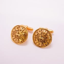 Chanel Cufflinks Circle Horse Motif GP Plated Gold Men's Women's