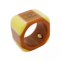 Chanel Ring Coco Mark Square Plastic White Brown Size 13 Women's