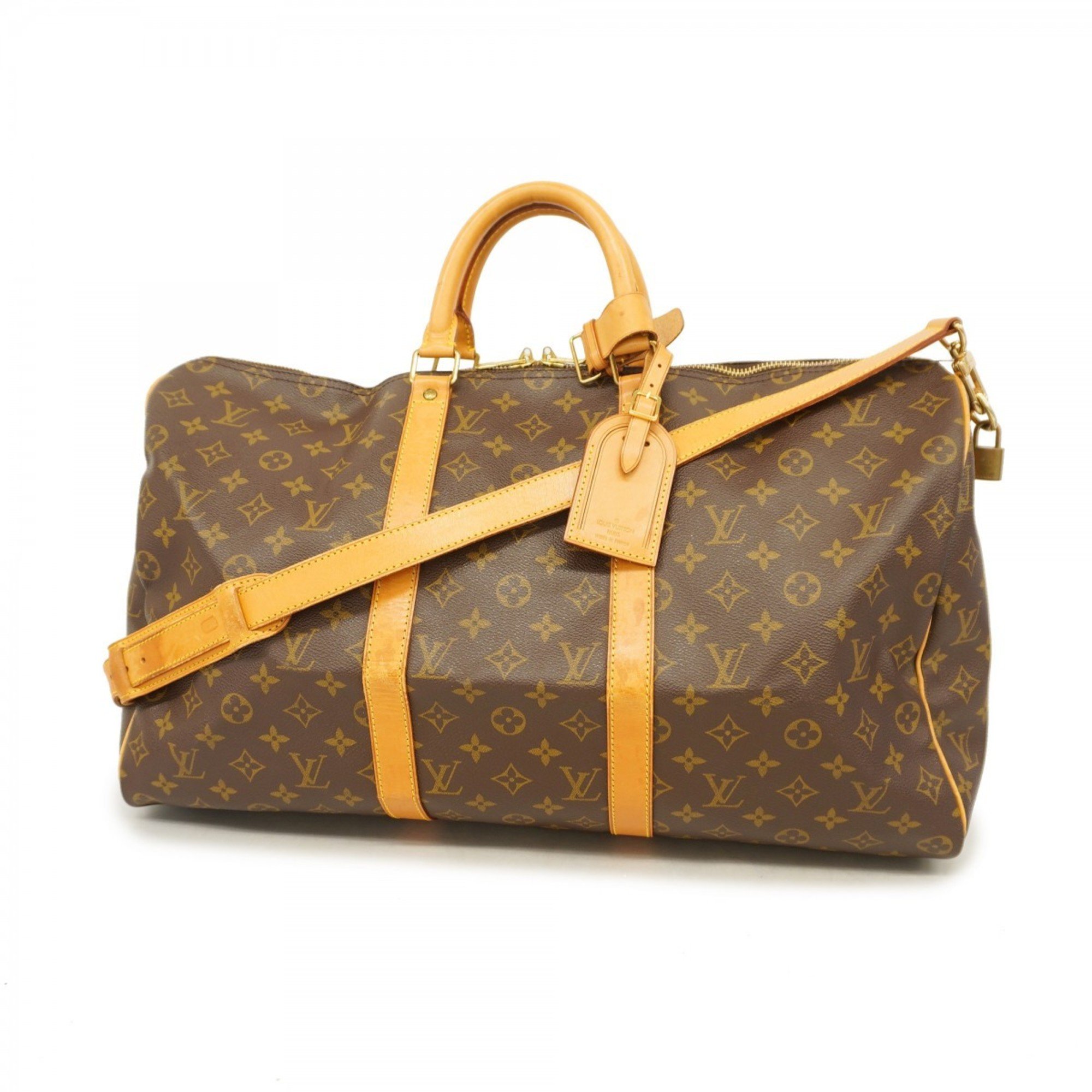 Louis Vuitton Boston Bag Monogram Keepall Bandouliere 50 M41416 Brown Men's Women's