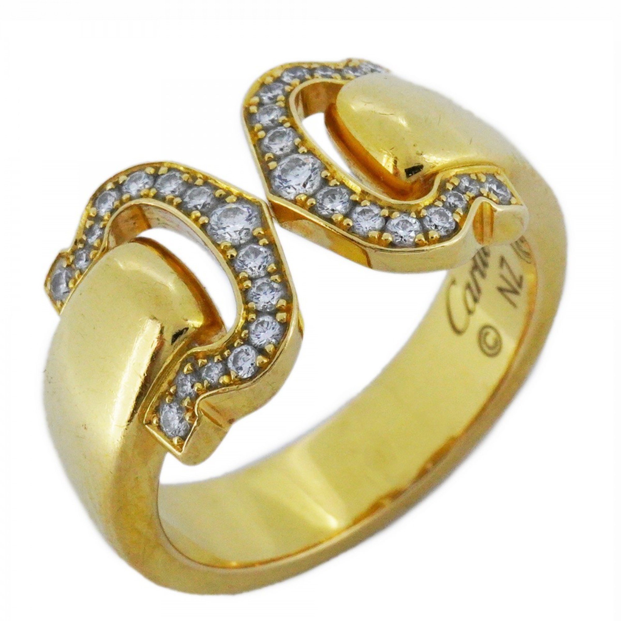 Cartier Ring 2C Diamond K18YG Yellow Gold #51 Ladies