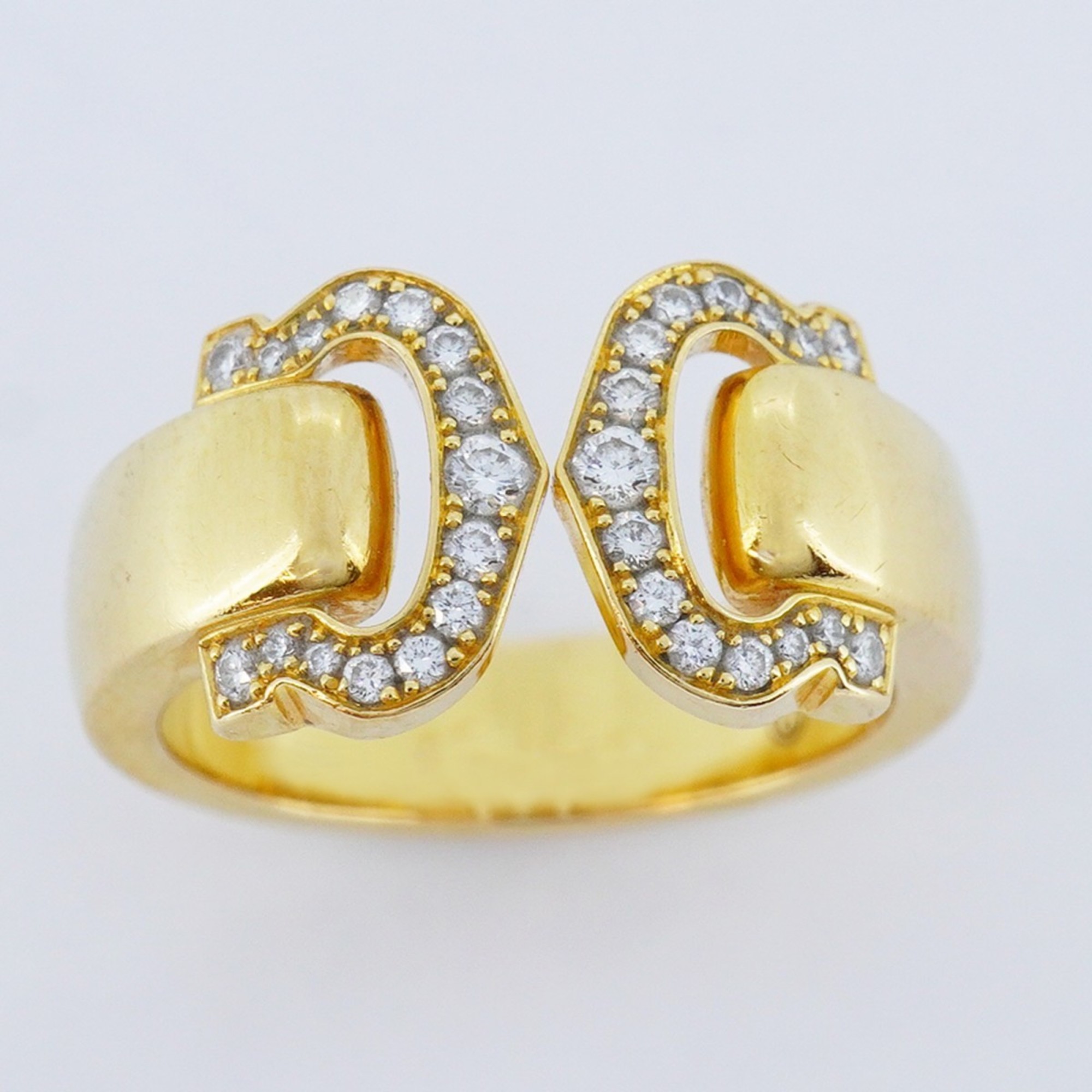 Cartier Ring 2C Diamond K18YG Yellow Gold #51 Ladies