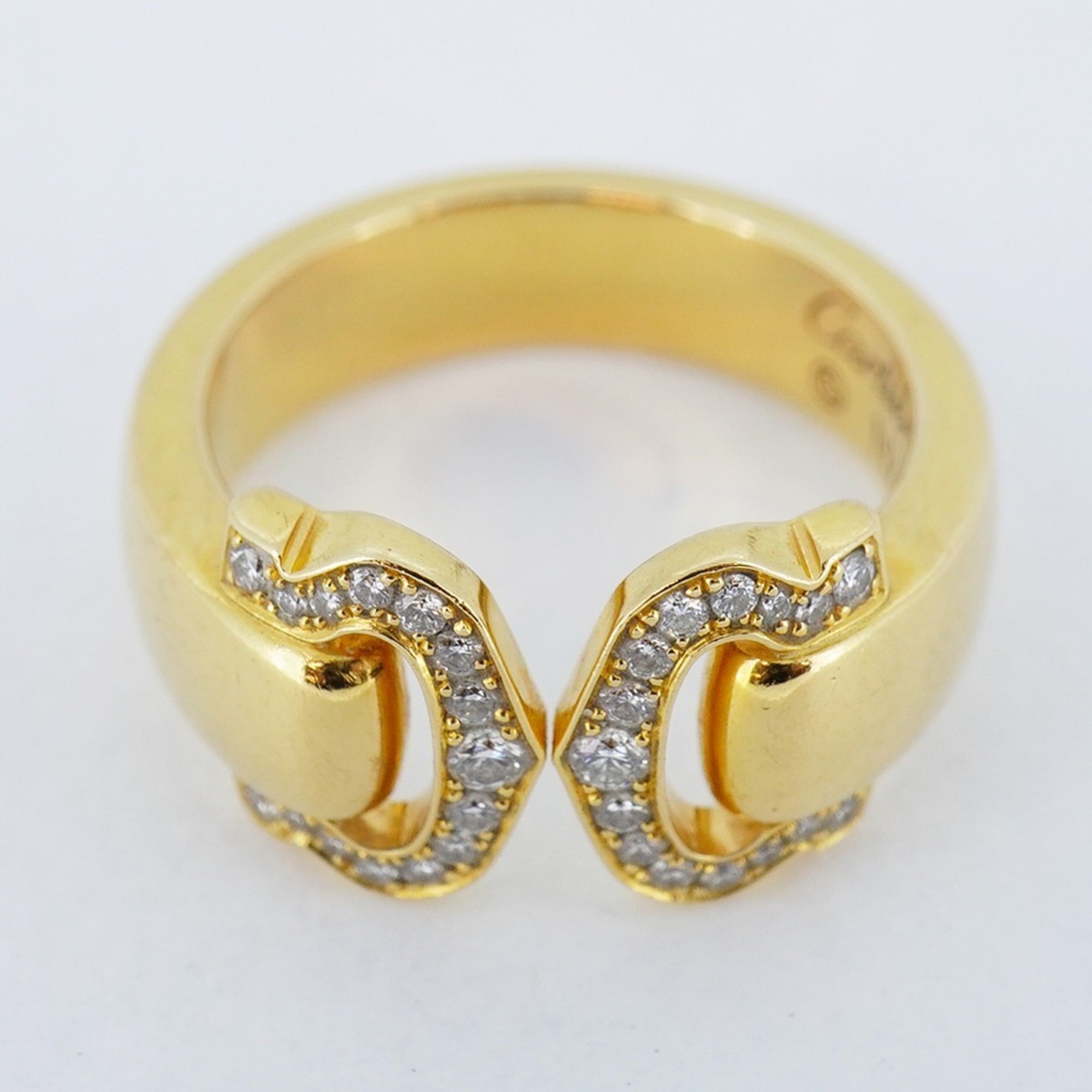 Cartier Ring 2C Diamond K18YG Yellow Gold #51 Ladies