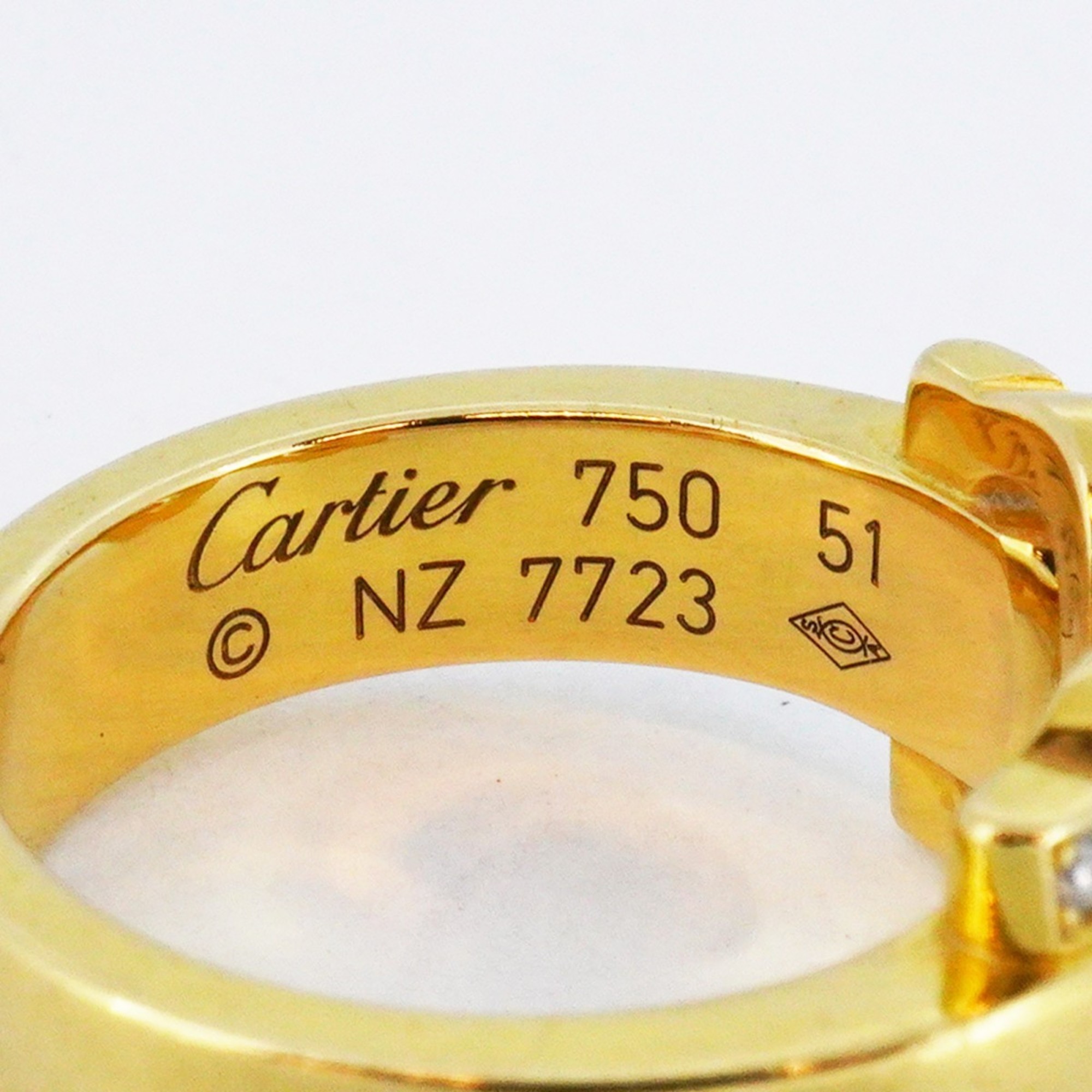 Cartier Ring 2C Diamond K18YG Yellow Gold #51 Ladies