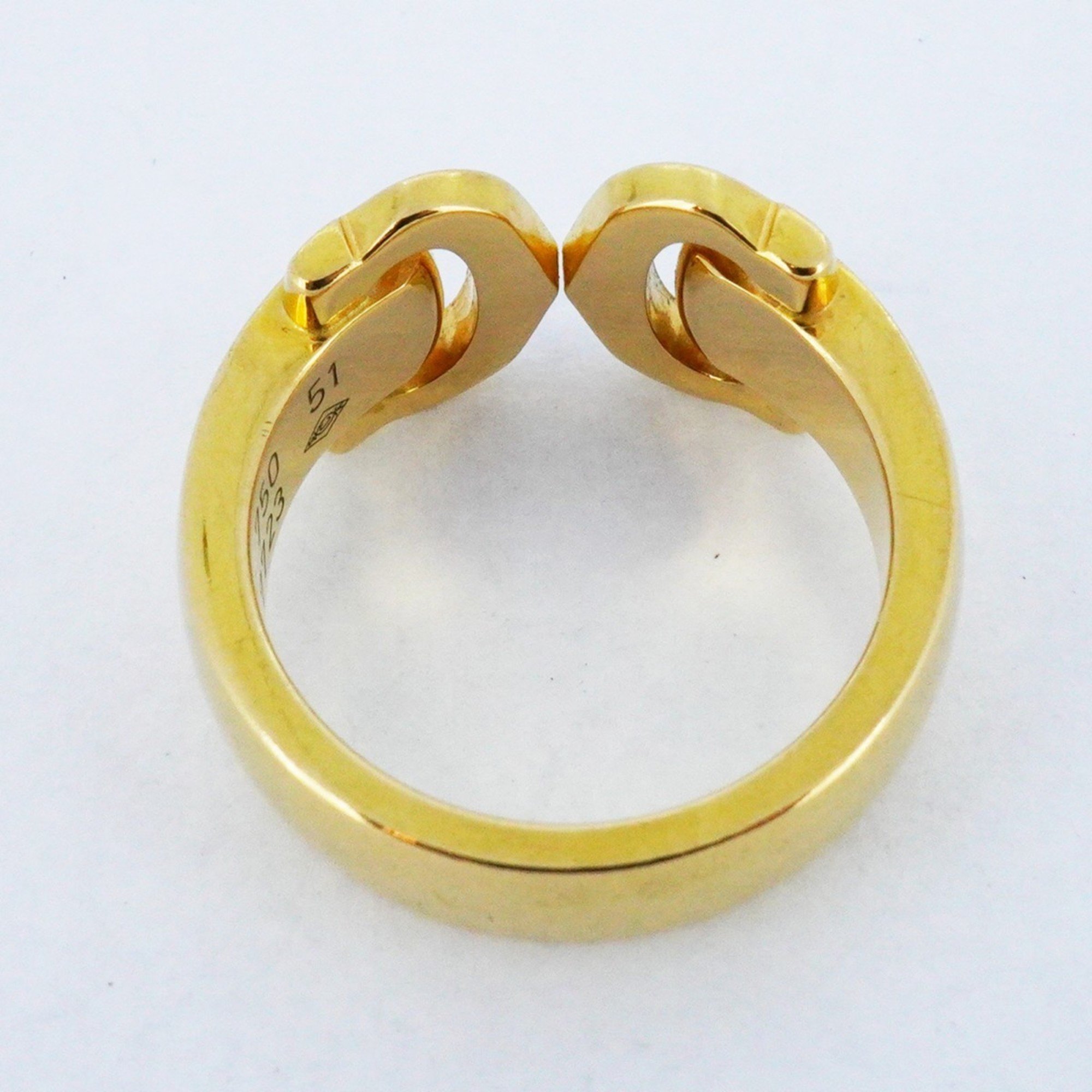 Cartier Ring 2C Diamond K18YG Yellow Gold #51 Ladies