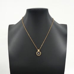 Christian Dior Necklace Circle Rhinestone GP Plated Gold Black Women's