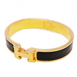 Hermes Bangle Click Clack PM GP Plated Gold Black Ladies