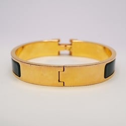 Hermes Bangle Click Clack PM GP Plated Gold Black Ladies