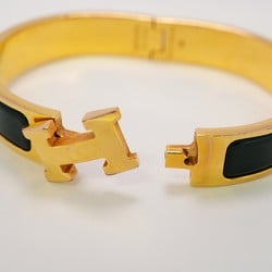 Hermes Bangle Click Clack PM GP Plated Gold Black Ladies