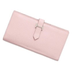 Hermes Long Wallet Bearn Soufflet Rose Sakura Chevre Mysore D Stamp HERMES