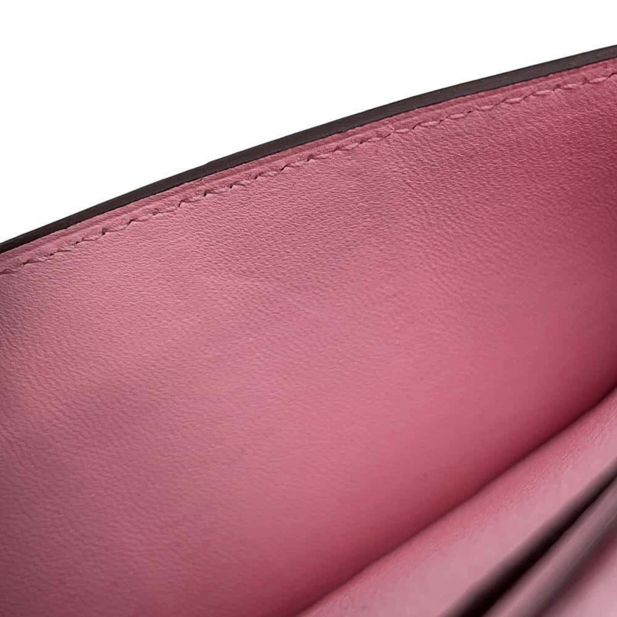 Hermes Long Wallet Bearn Soufflet Rose Sakura Chevre Mysore D Stamp HERMES