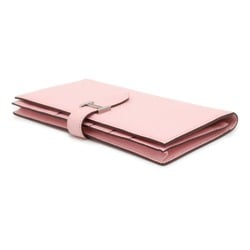 Hermes Long Wallet Bearn Soufflet Rose Sakura Chevre Mysore D Stamp HERMES