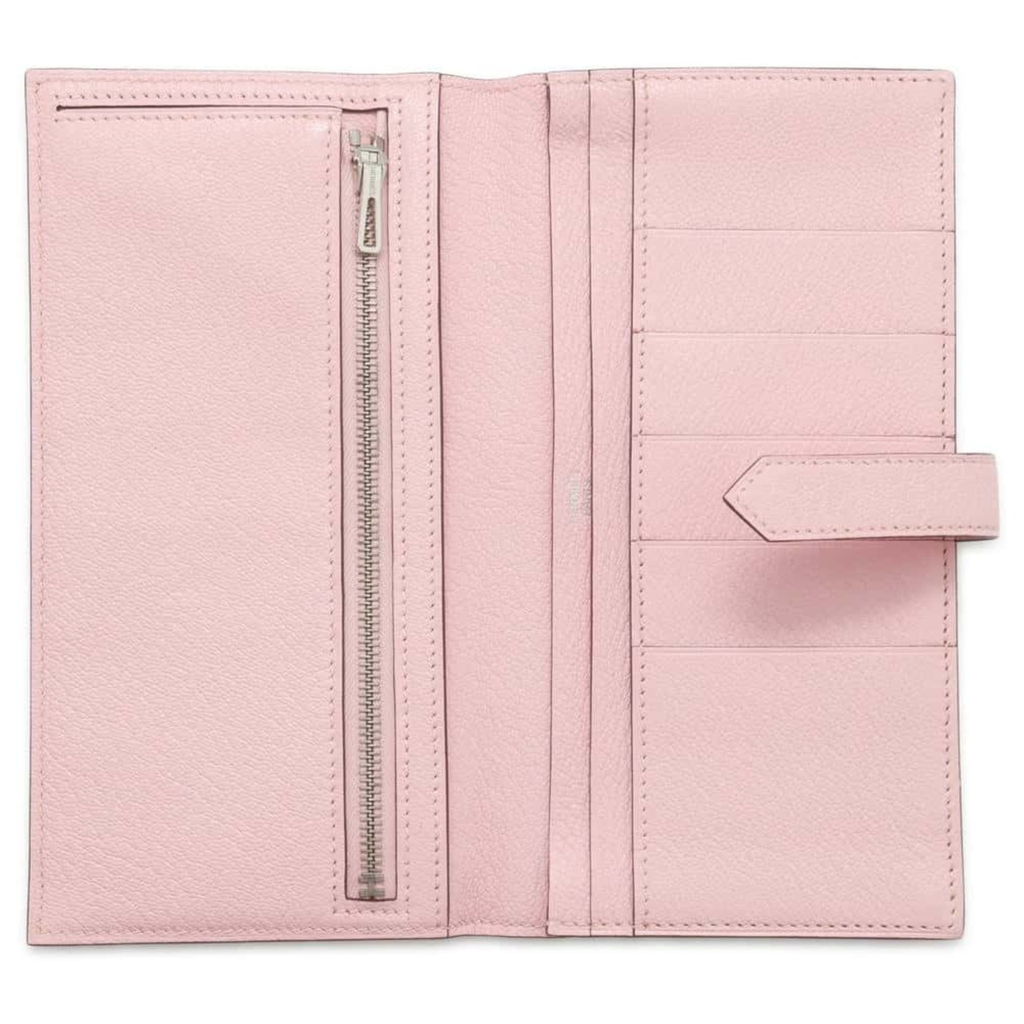 Hermes Long Wallet Bearn Soufflet Rose Sakura Chevre Mysore D Stamp HERMES