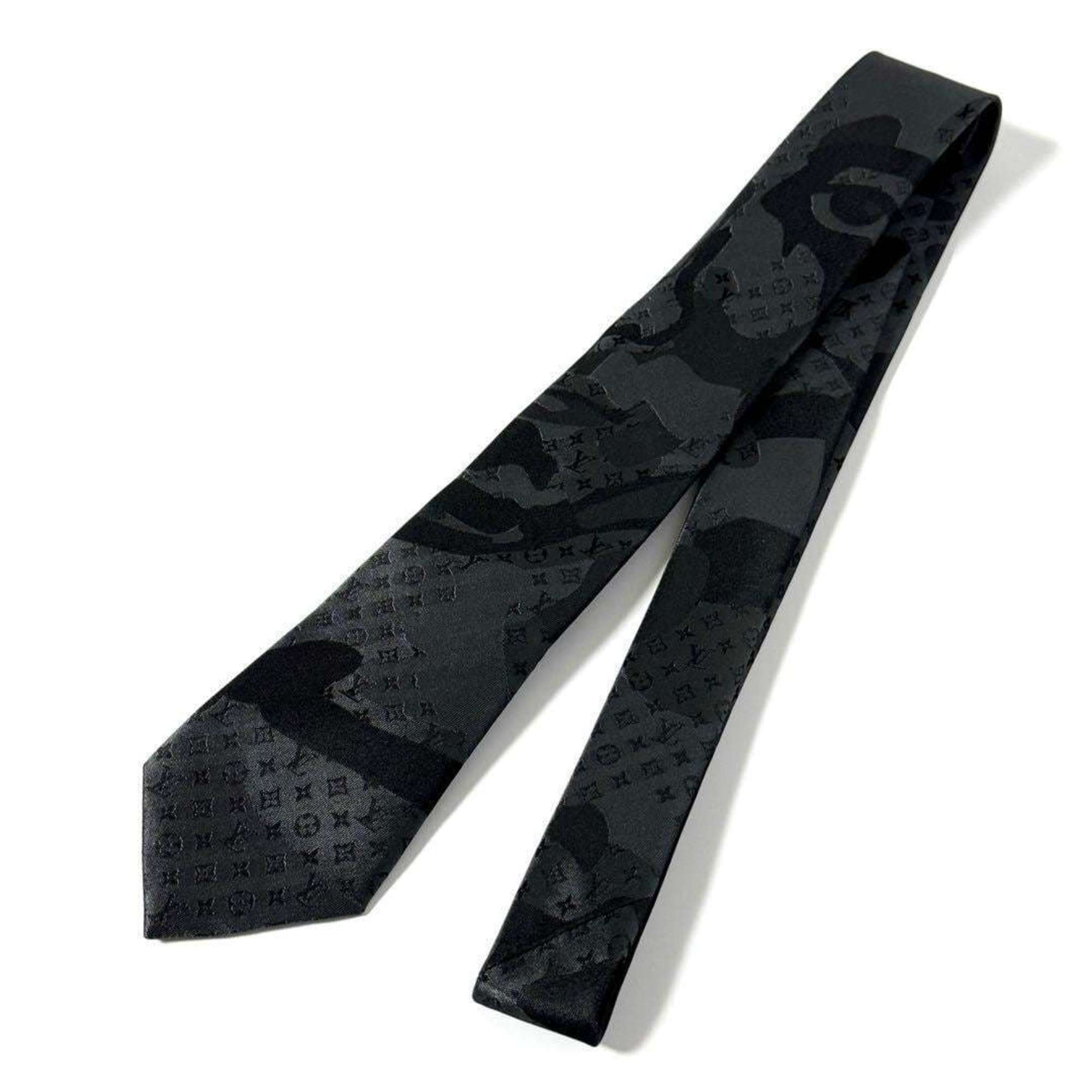 Louis Vuitton Men's Tie LV Portrait Black Monogram Silk