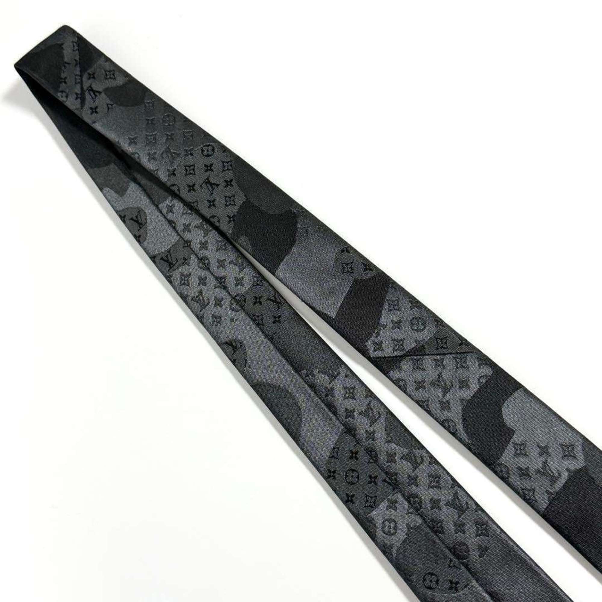 Louis Vuitton Men's Tie LV Portrait Black Monogram Silk