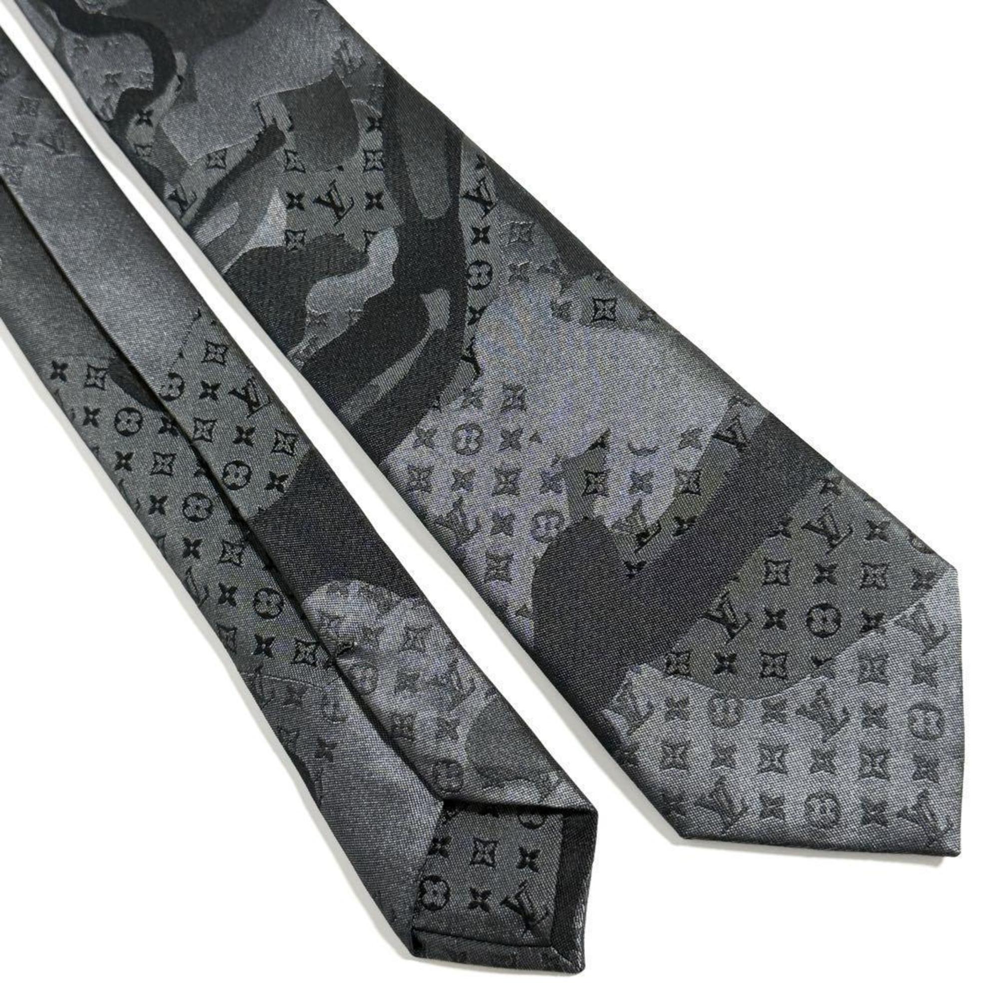 Louis Vuitton Men's Tie LV Portrait Black Monogram Silk