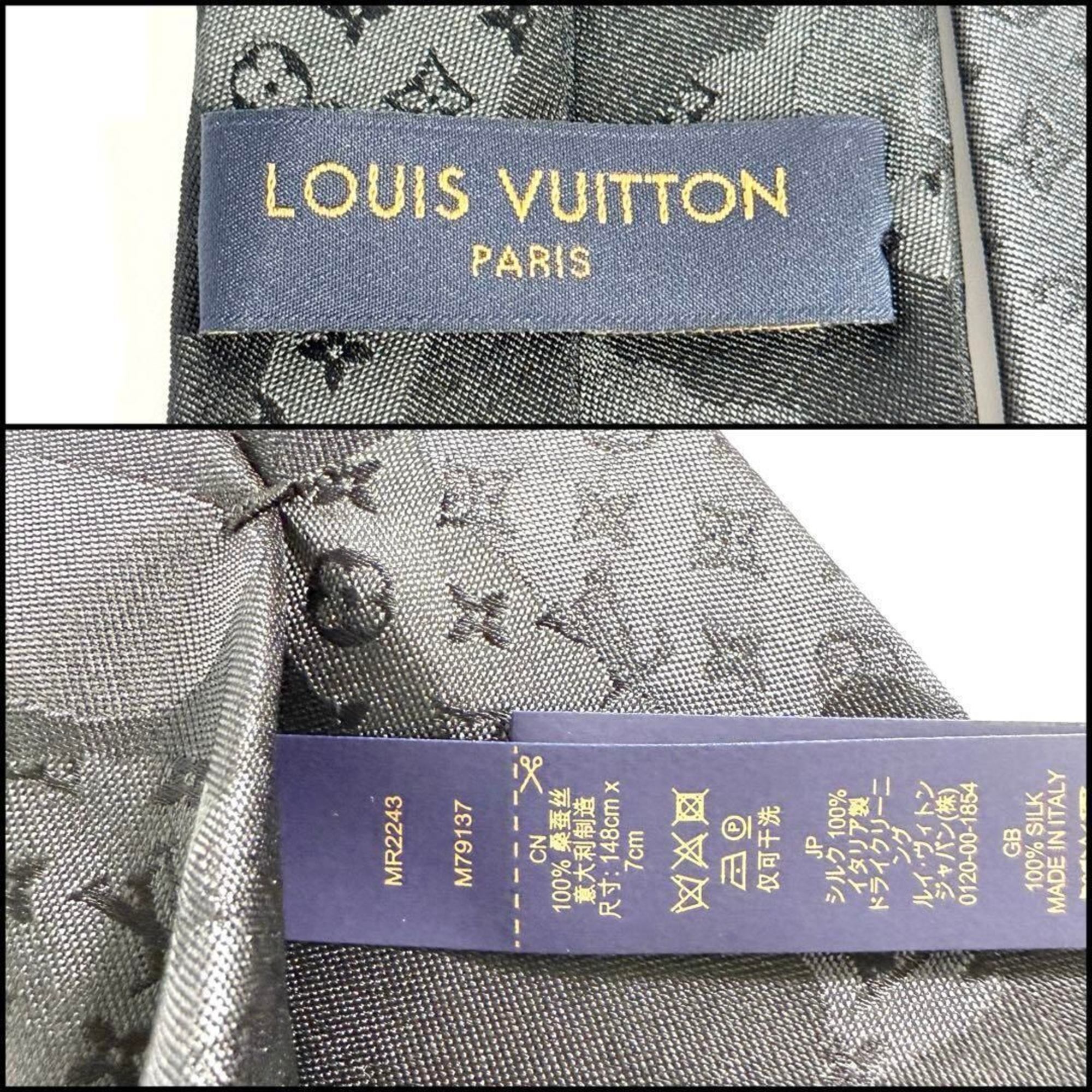 Louis Vuitton Men's Tie LV Portrait Black Monogram Silk