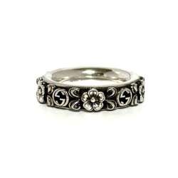 GUCCI Men's and Women's Interlocking G Floral Ring, Silver