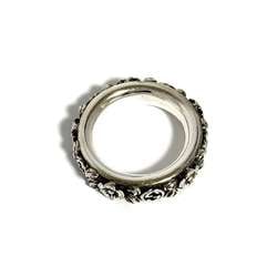 GUCCI Men's and Women's Interlocking G Floral Ring, Silver