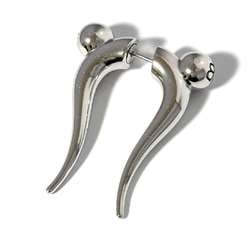 Balenciaga Men's and Women's Force Double Horn Earrings in Silver 925