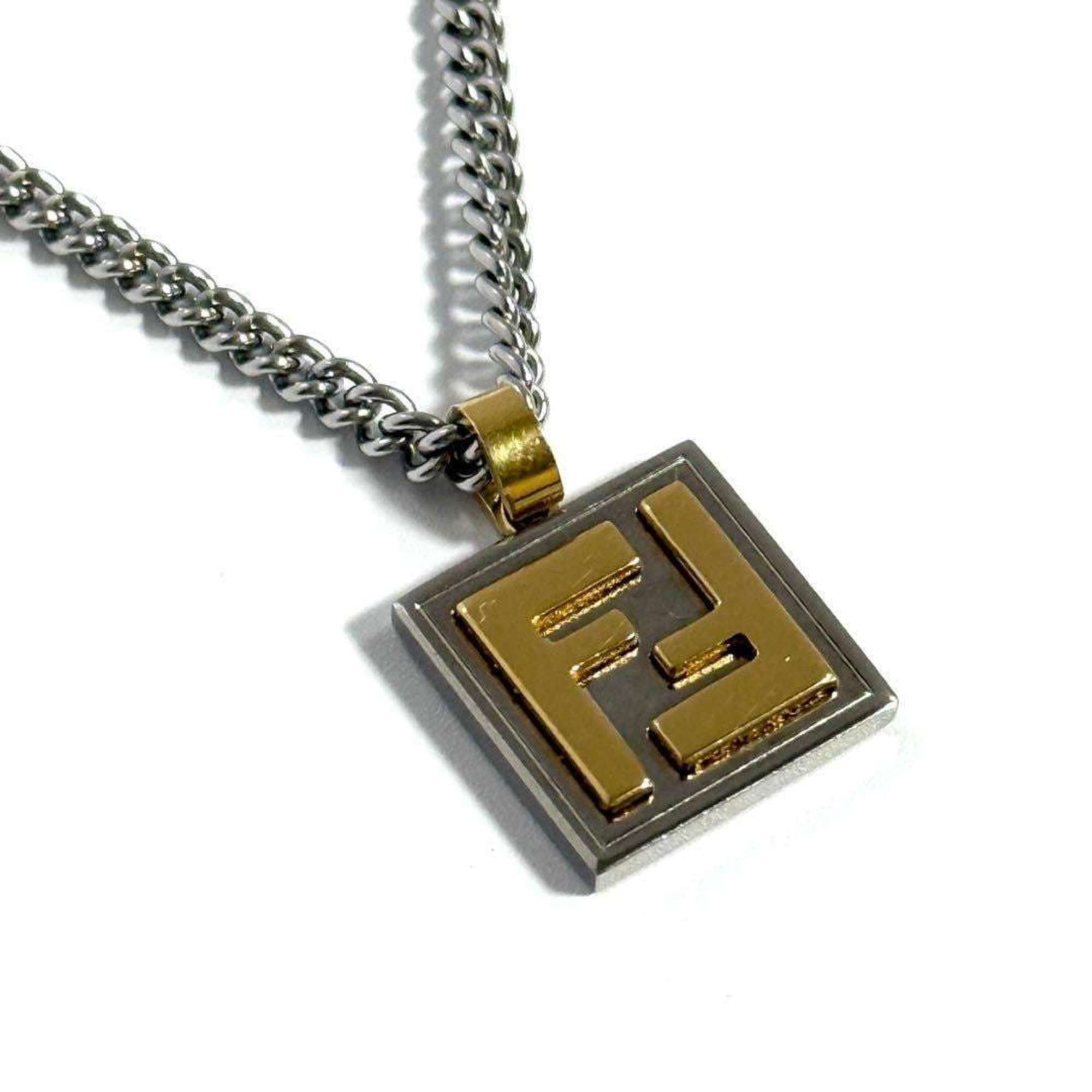 FENDI Men's Necklace Pendant Palladium & Gold Color