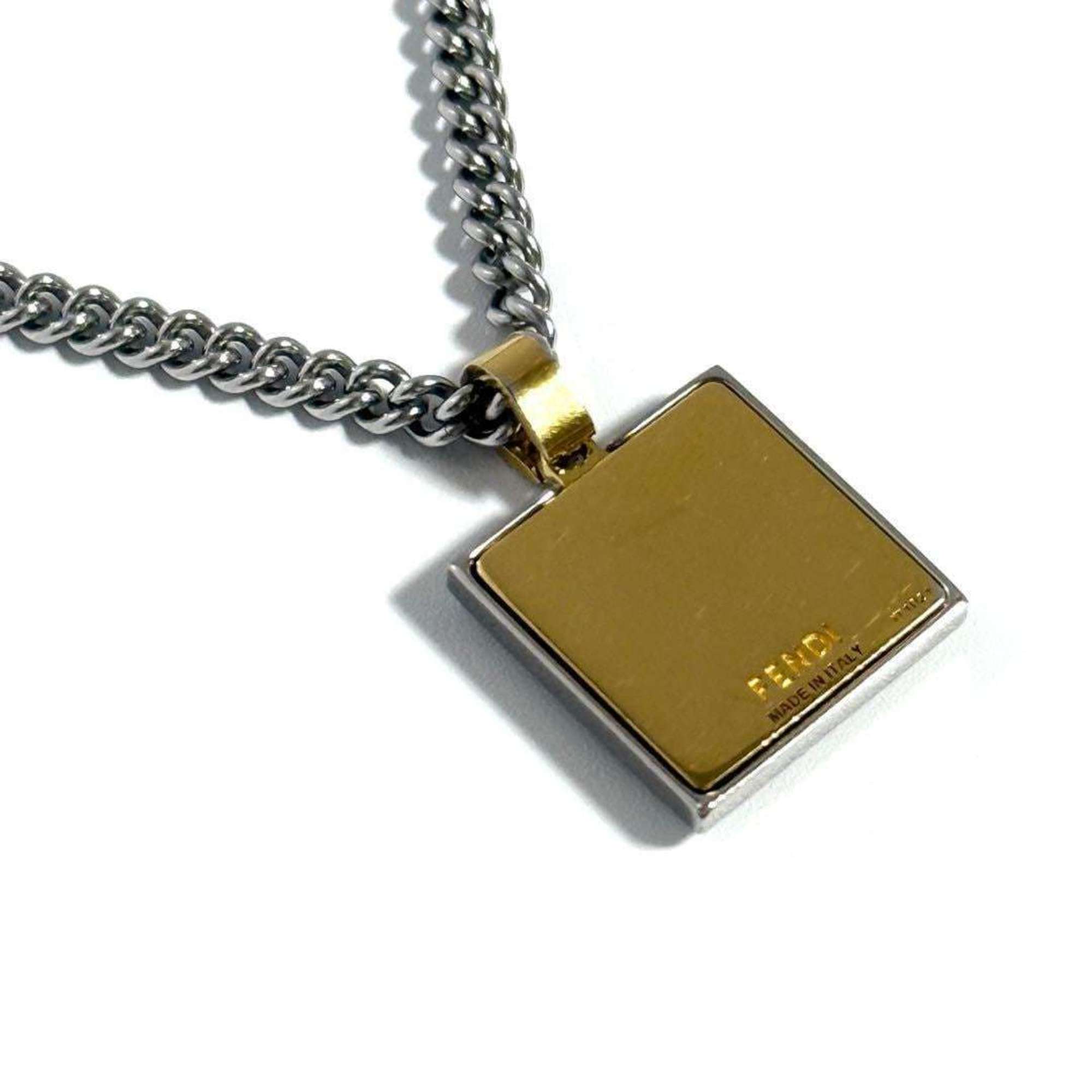 FENDI Men's Necklace Pendant Palladium & Gold Color