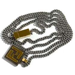 FENDI Men's Necklace Pendant Palladium & Gold Color