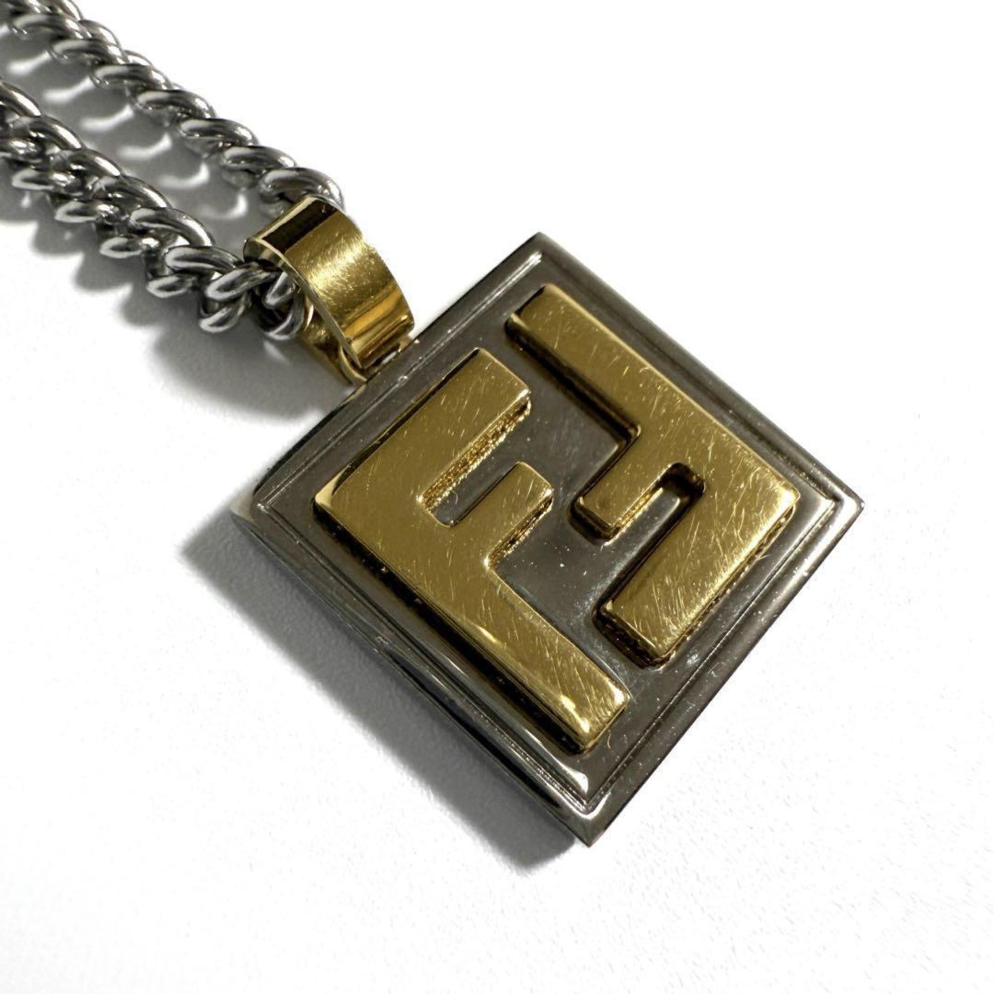 FENDI Men's Necklace Pendant Palladium & Gold Color