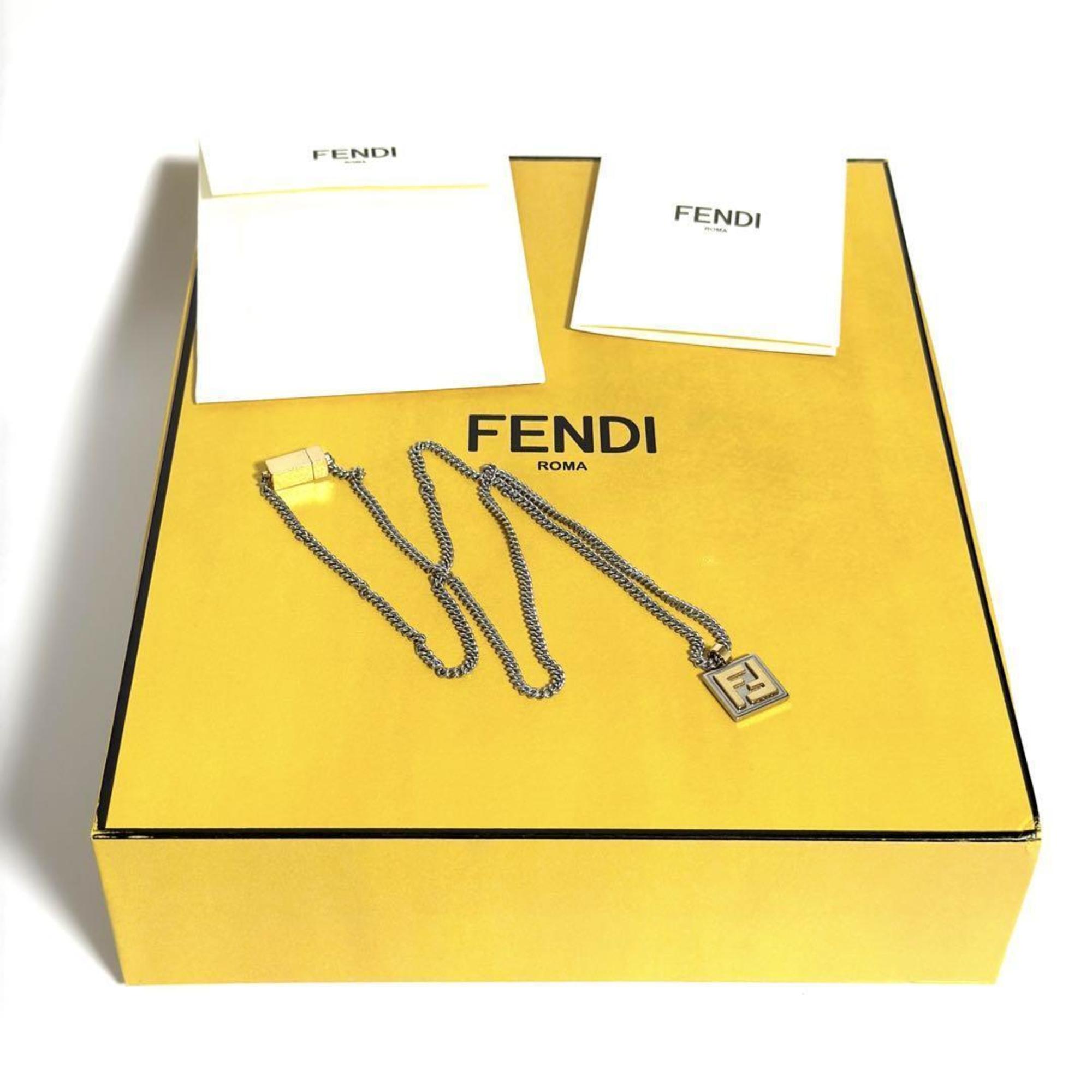 FENDI Men's Necklace Pendant Palladium & Gold Color