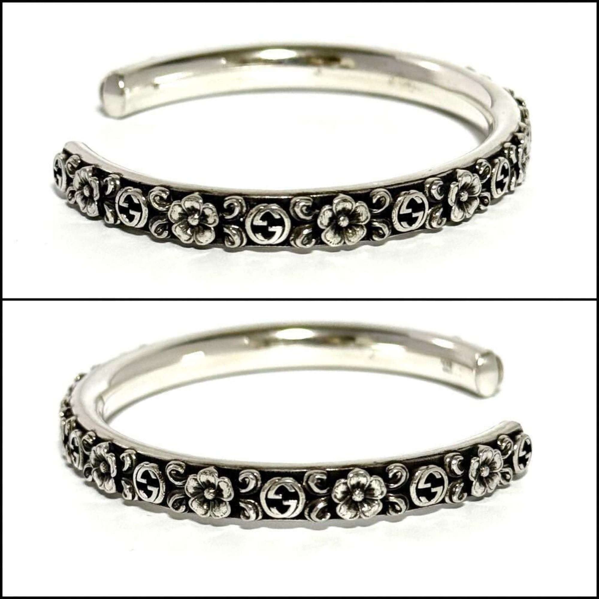 GUCCI Women's Bracelet Bangle Floral Silver