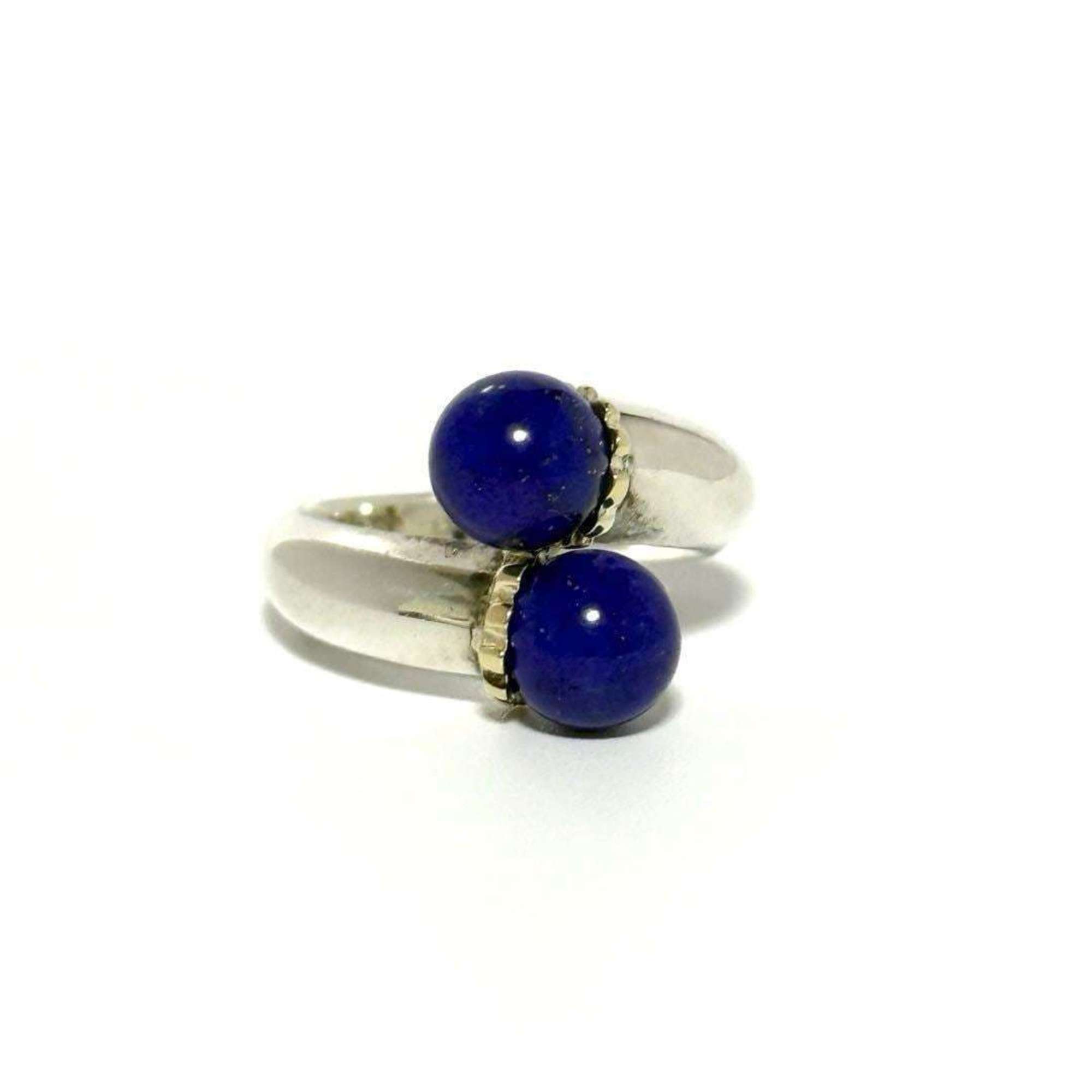 Tiffany Women's Silver Gold Lapis Lazuli Combination Ring