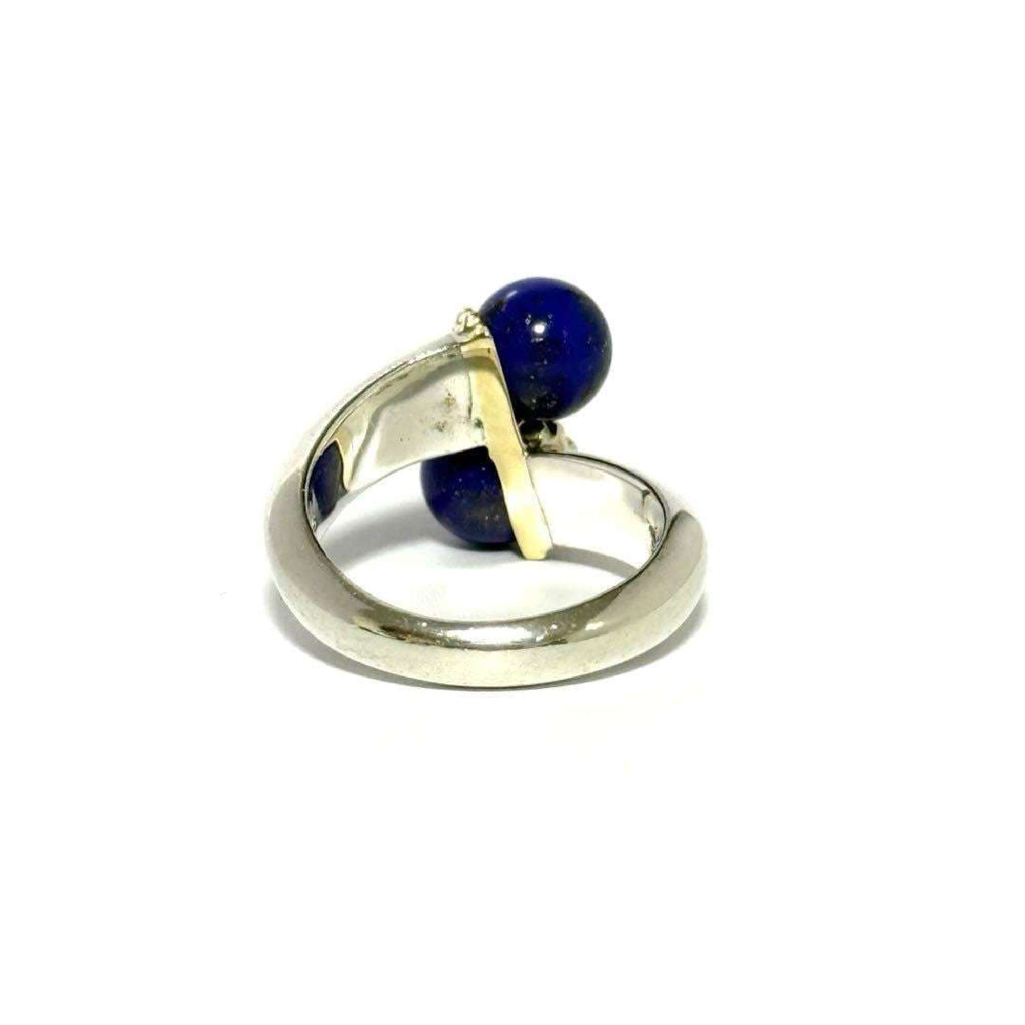 Tiffany Women's Silver Gold Lapis Lazuli Combination Ring