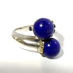 Tiffany Women's Silver Gold Lapis Lazuli Combination Ring