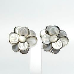 CHANEL Women's Camellia Shell Earrings, Silver 925