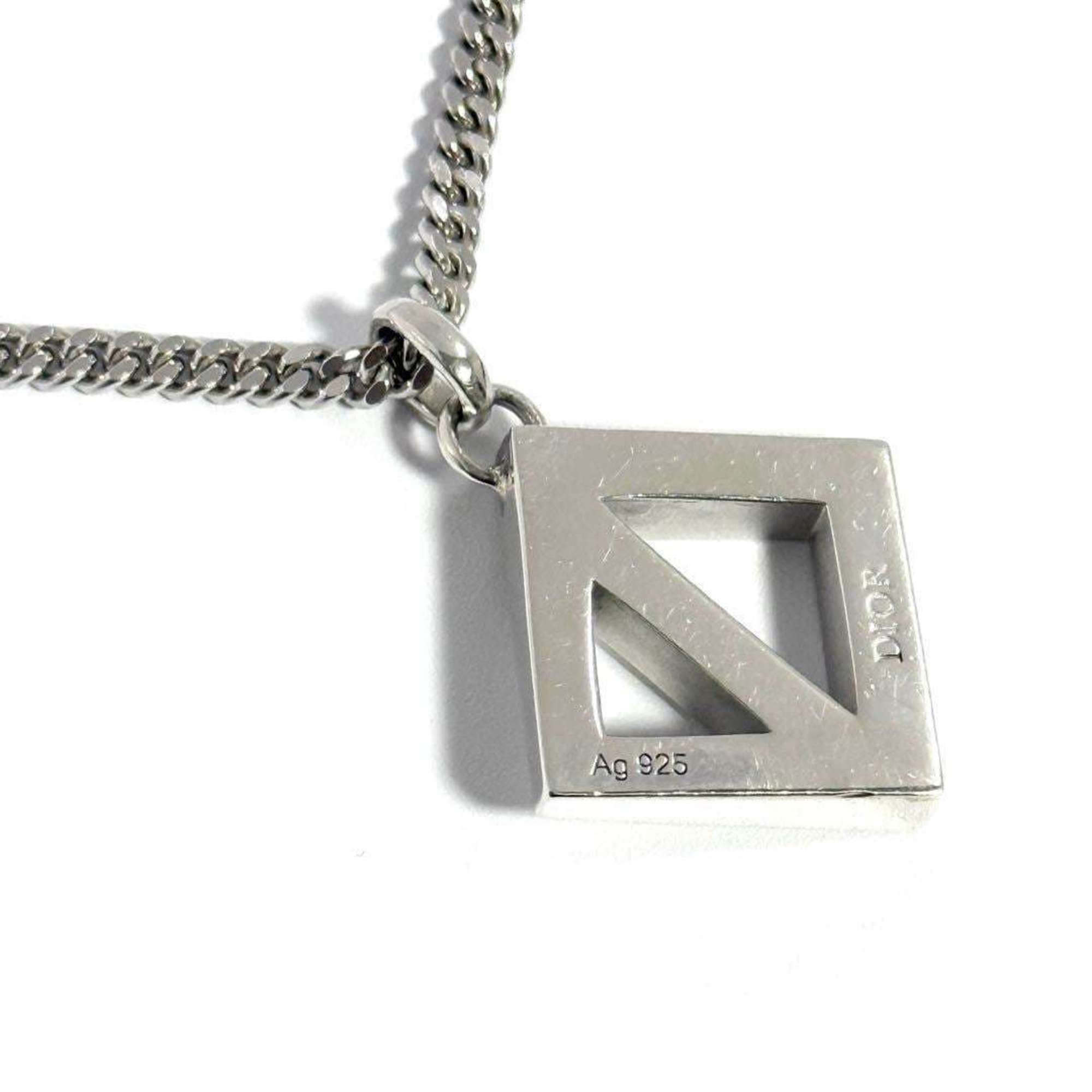 Christian Dior Dior Men's CD Diamond Pendant Necklace Silver