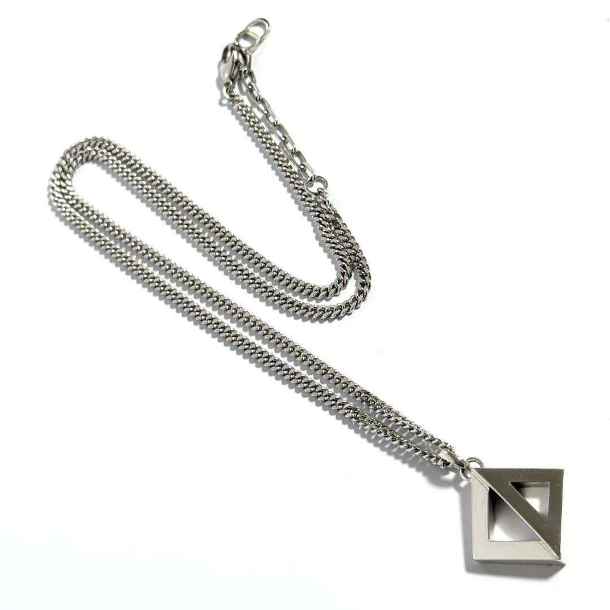 Christian Dior Dior Men's CD Diamond Pendant Necklace Silver