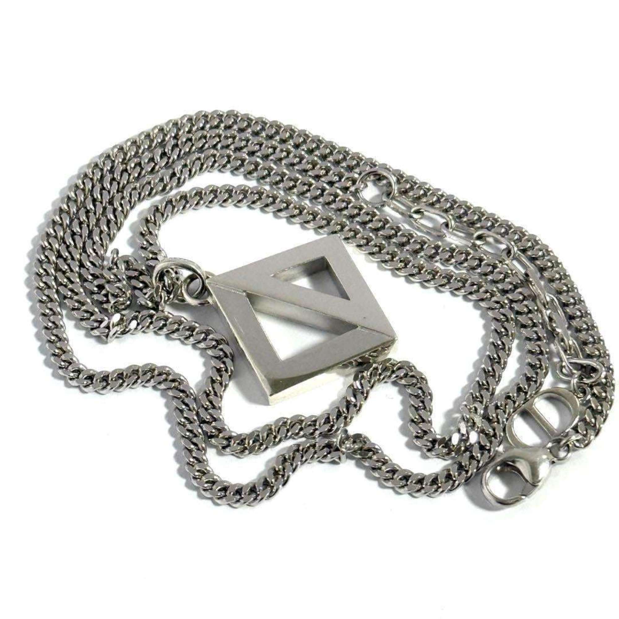 Christian Dior Dior Men's CD Diamond Pendant Necklace Silver