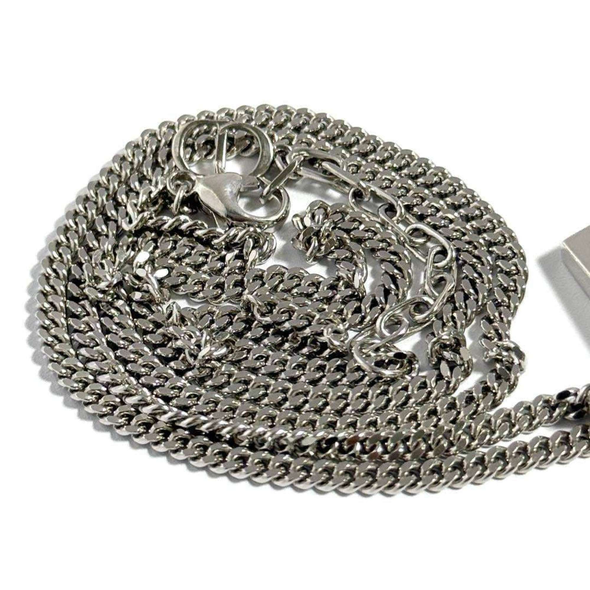 Christian Dior Dior Men's CD Diamond Pendant Necklace Silver