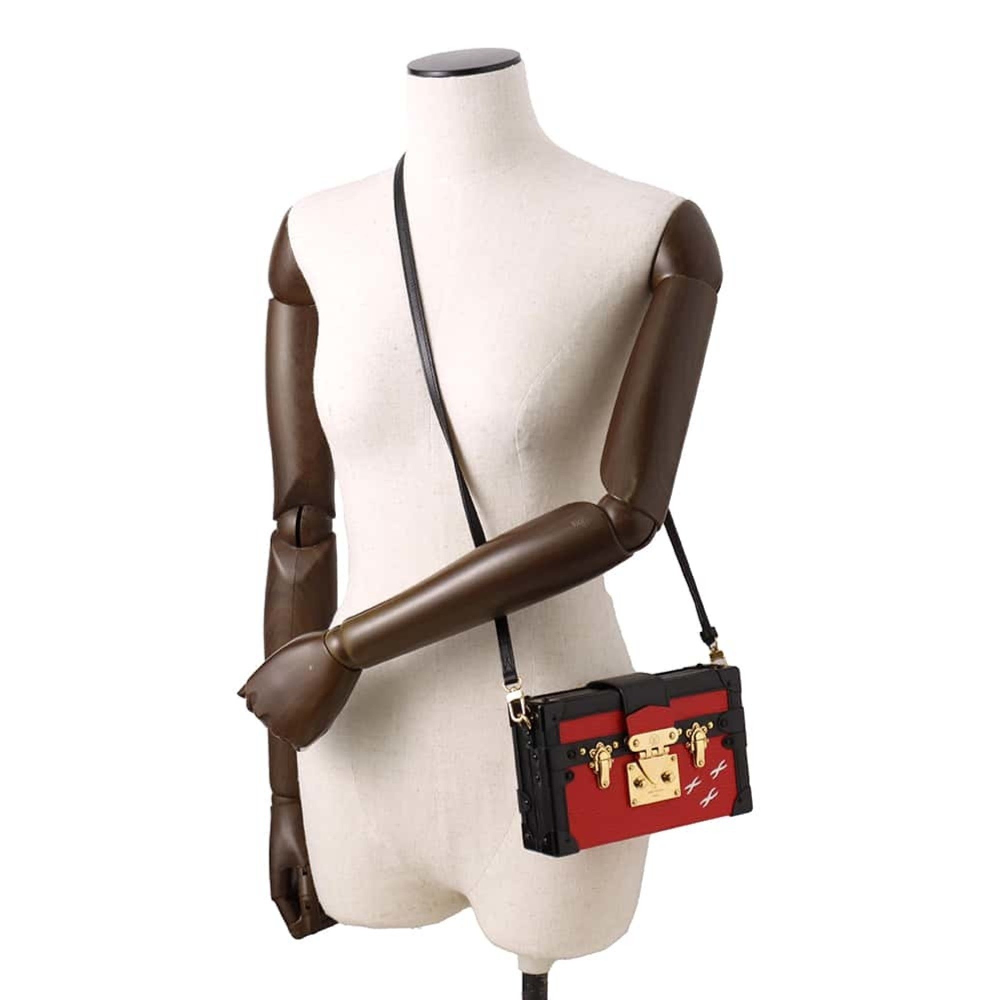 Louis Vuitton Shoulder Bag Epi Petite Malle M54651 LOUIS VUITTON Trunk Red Black