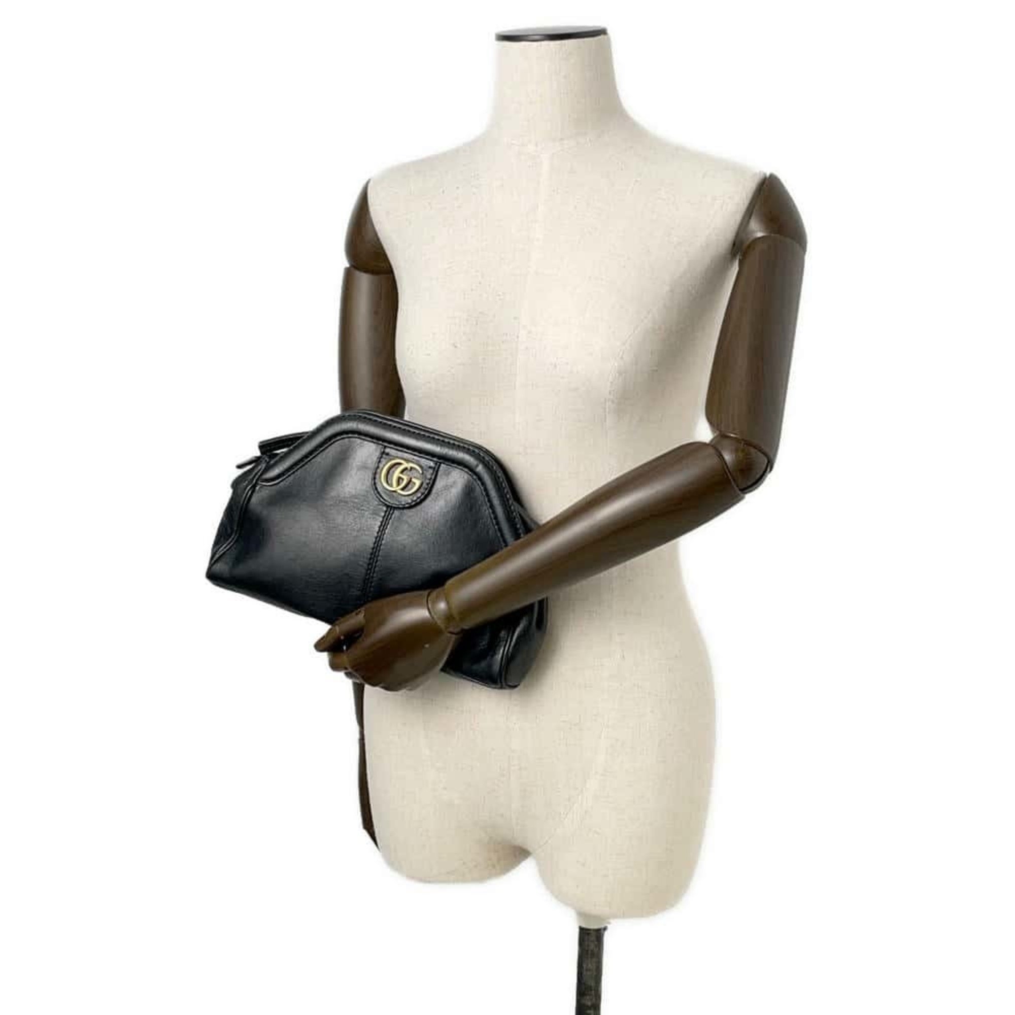 Gucci Shoulder Bag Liber Small Leather 524620 GUCCI Clutch Black