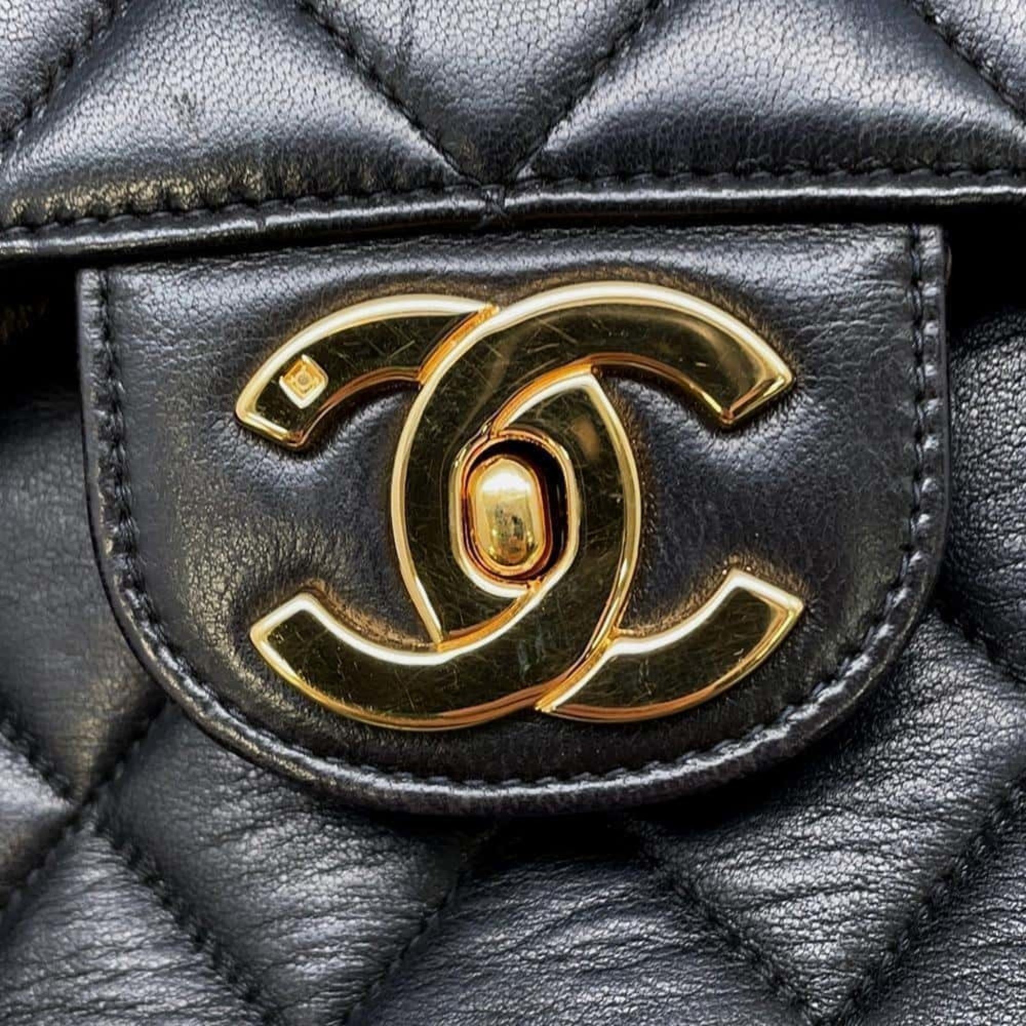 Chanel Chain Shoulder Bag Matelasse 30 Single Flap Lambskin CHANEL Black