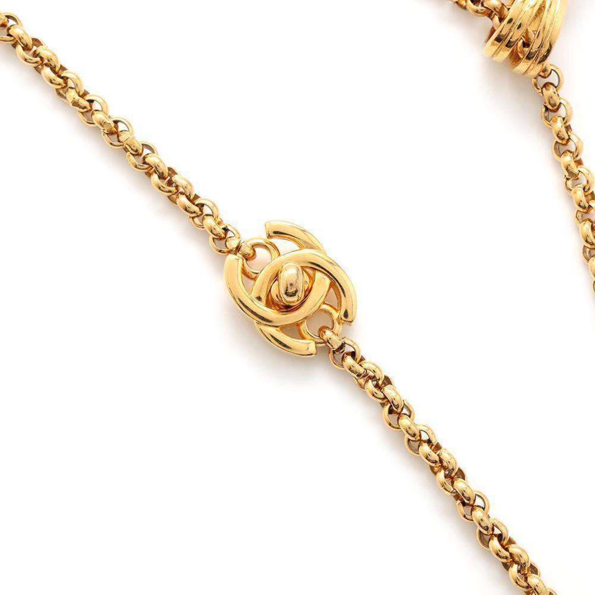 Chanel Necklace Coco Mark Four Leaf Clover Metal 96P CHANEL Pendant