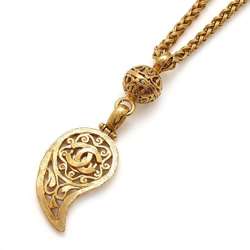 Chanel Necklace Coco Mark Metal Paisley Motif 95 A CHANEL Long Chain Pendant