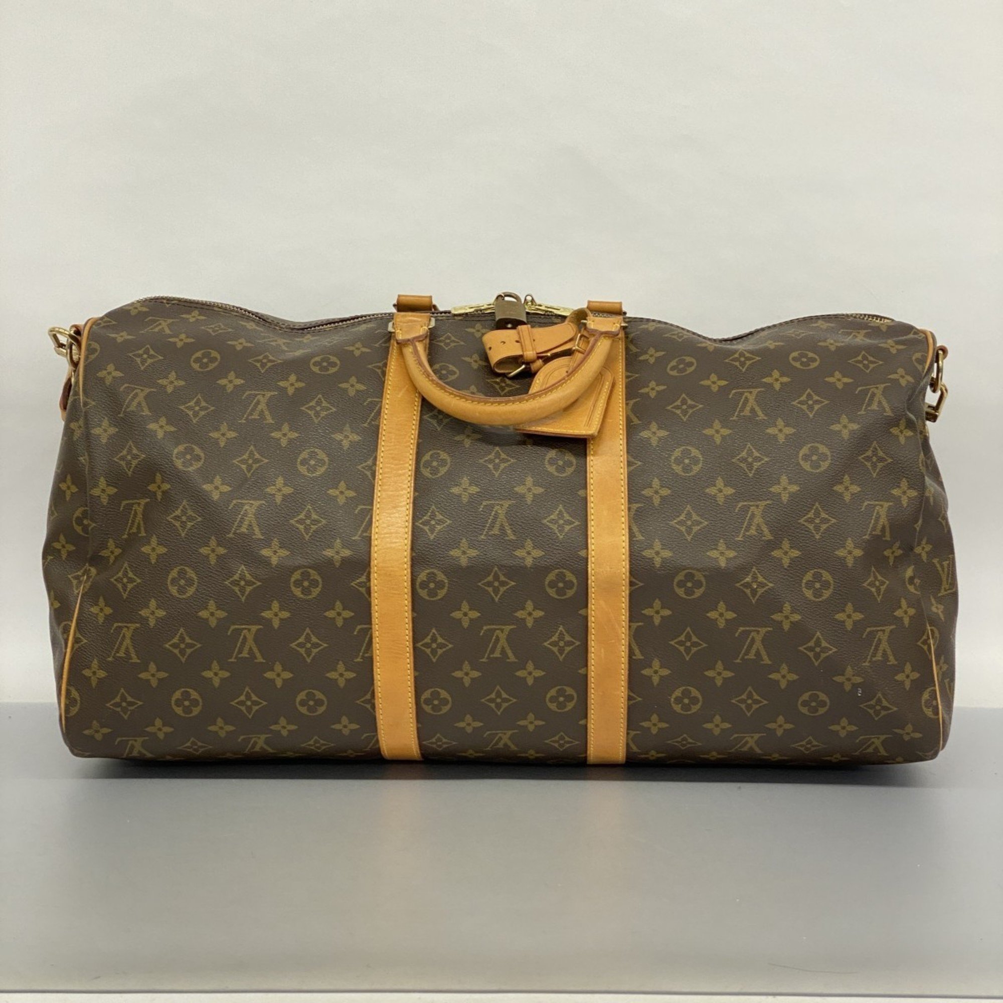 Louis Vuitton Boston Bag Monogram Keepall Bandouliere 55 M41414 Brown Men's Women's