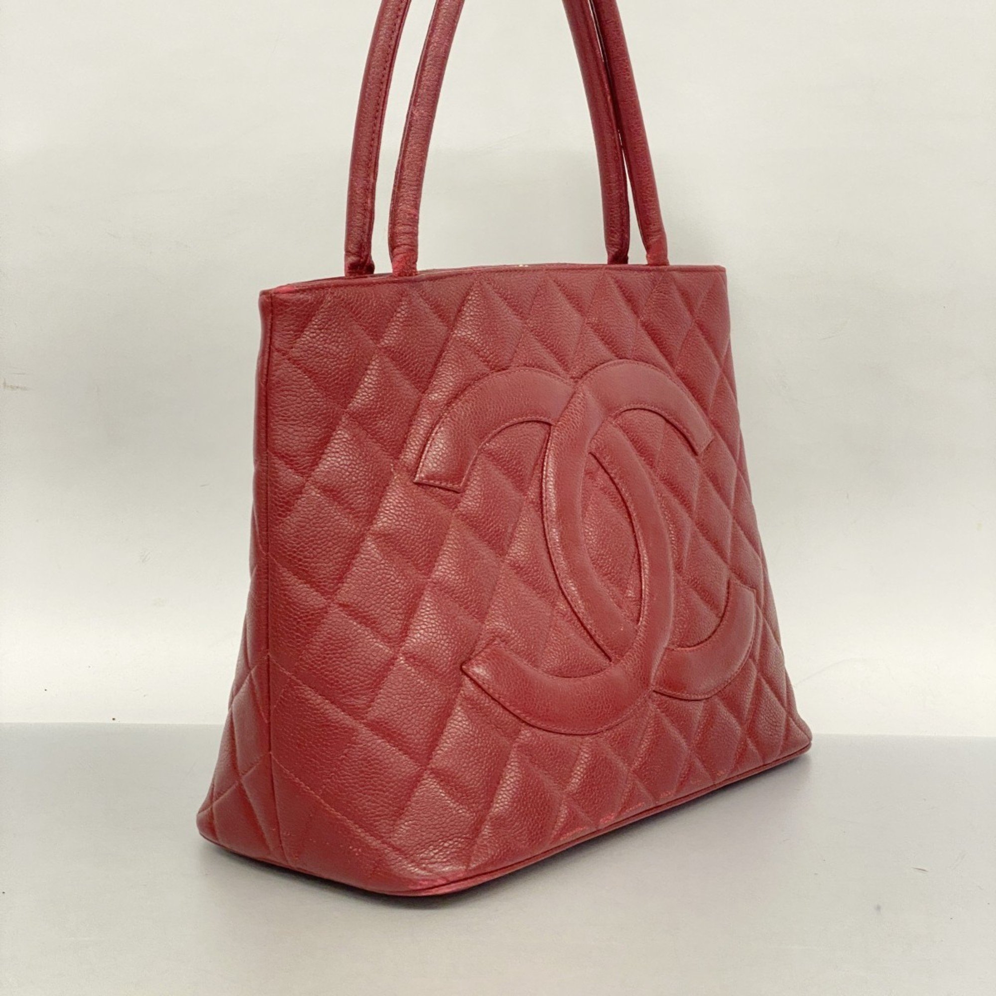 Chanel Tote Bag Reproduction Caviar Skin Red Women's