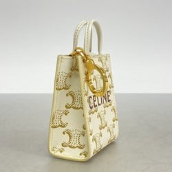 Celine Triomphe Keychain White Women's