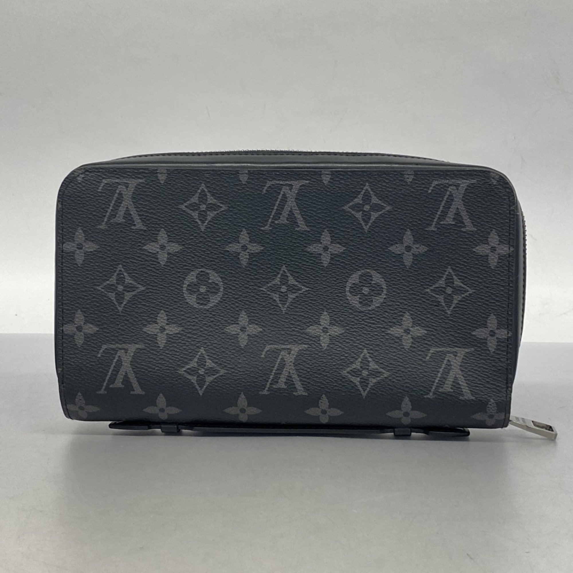 Louis Vuitton Long Wallet Monogram Eclipse Zippy XL M61698 Black Men's