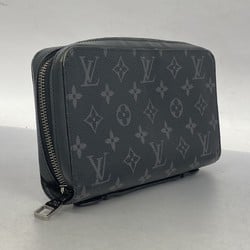 Louis Vuitton Long Wallet Monogram Eclipse Zippy XL M61698 Black Men's