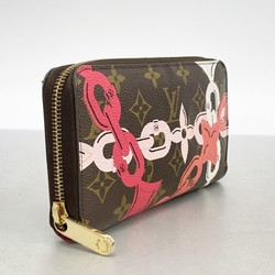 Louis Vuitton Long Wallet Monogram Bay Zippy M41905 Brown Fuchsia Women's