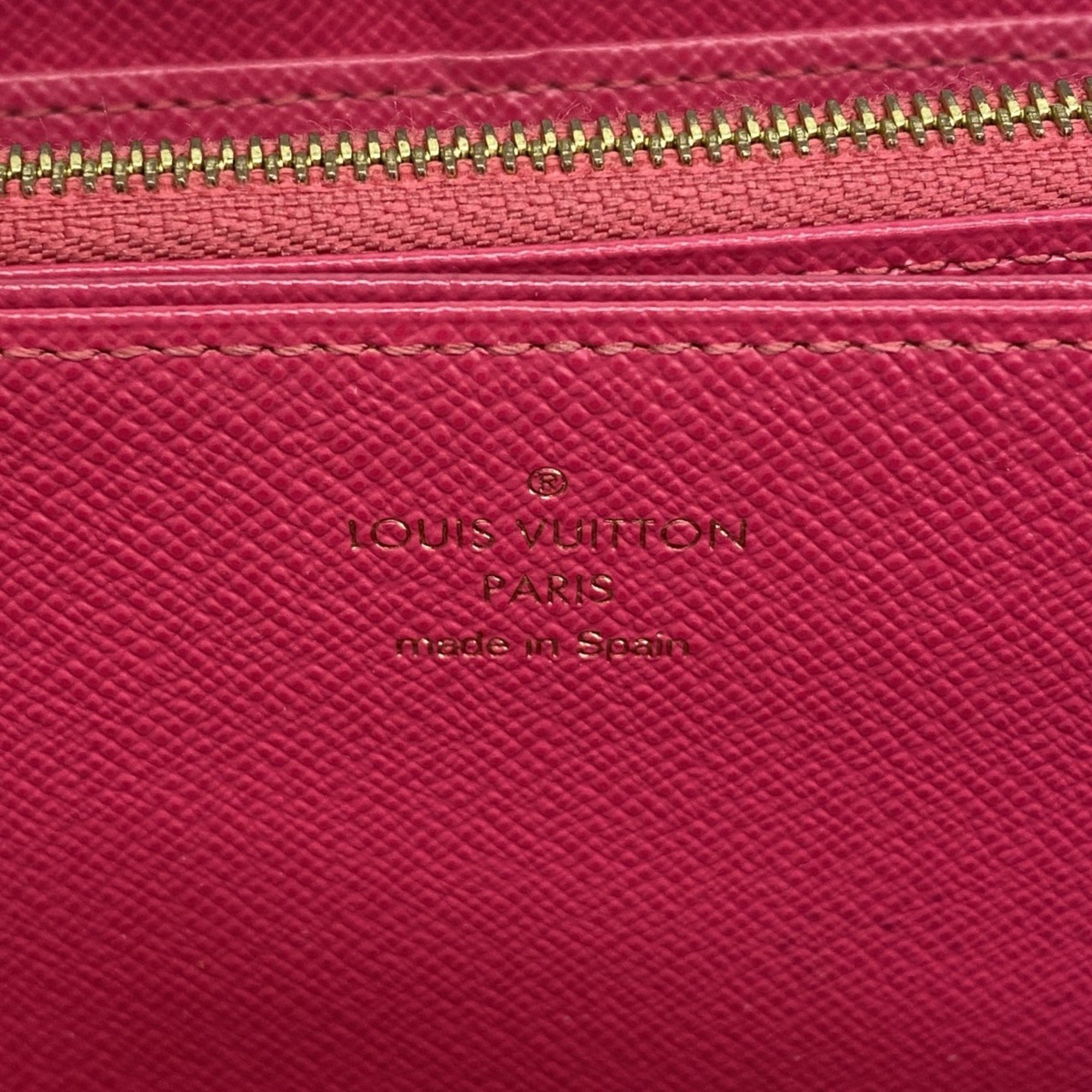 Louis Vuitton Long Wallet Monogram Bay Zippy M41905 Brown Fuchsia Women's