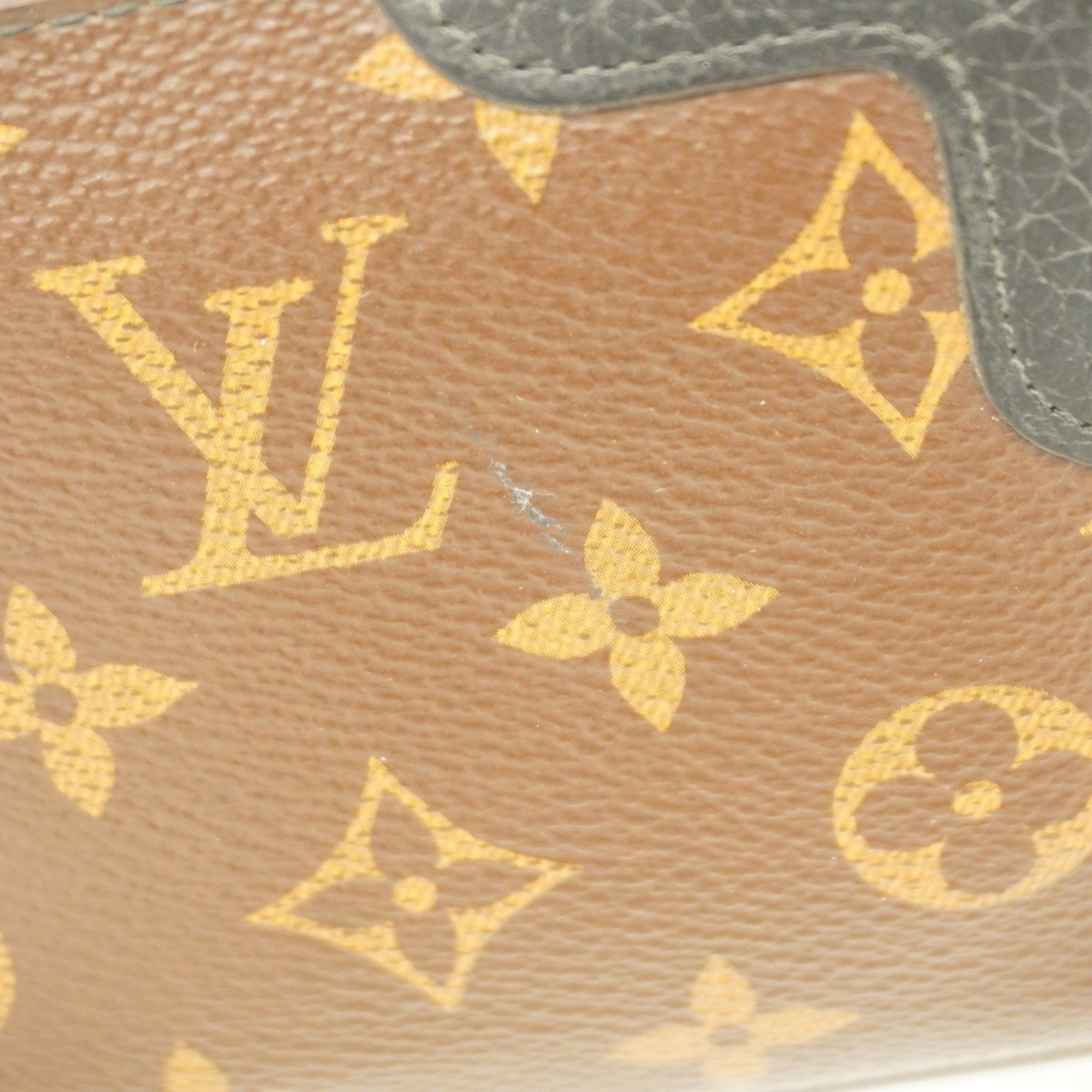 Louis Vuitton Long Wallet Monogram Zippy Retiro M61855 Brown Black Men's